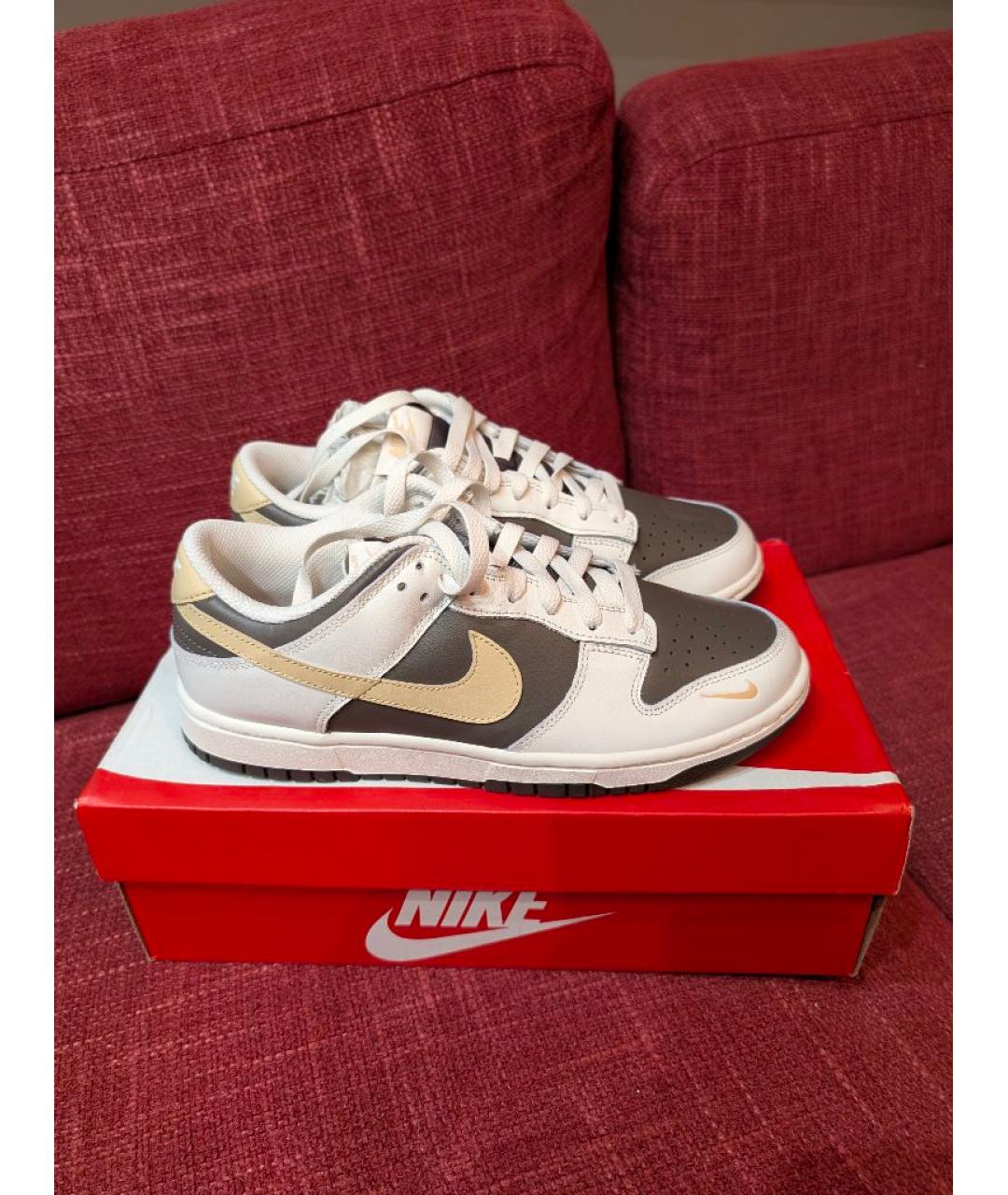 NIKE Бежевые кожаные кроссовки, фото 5