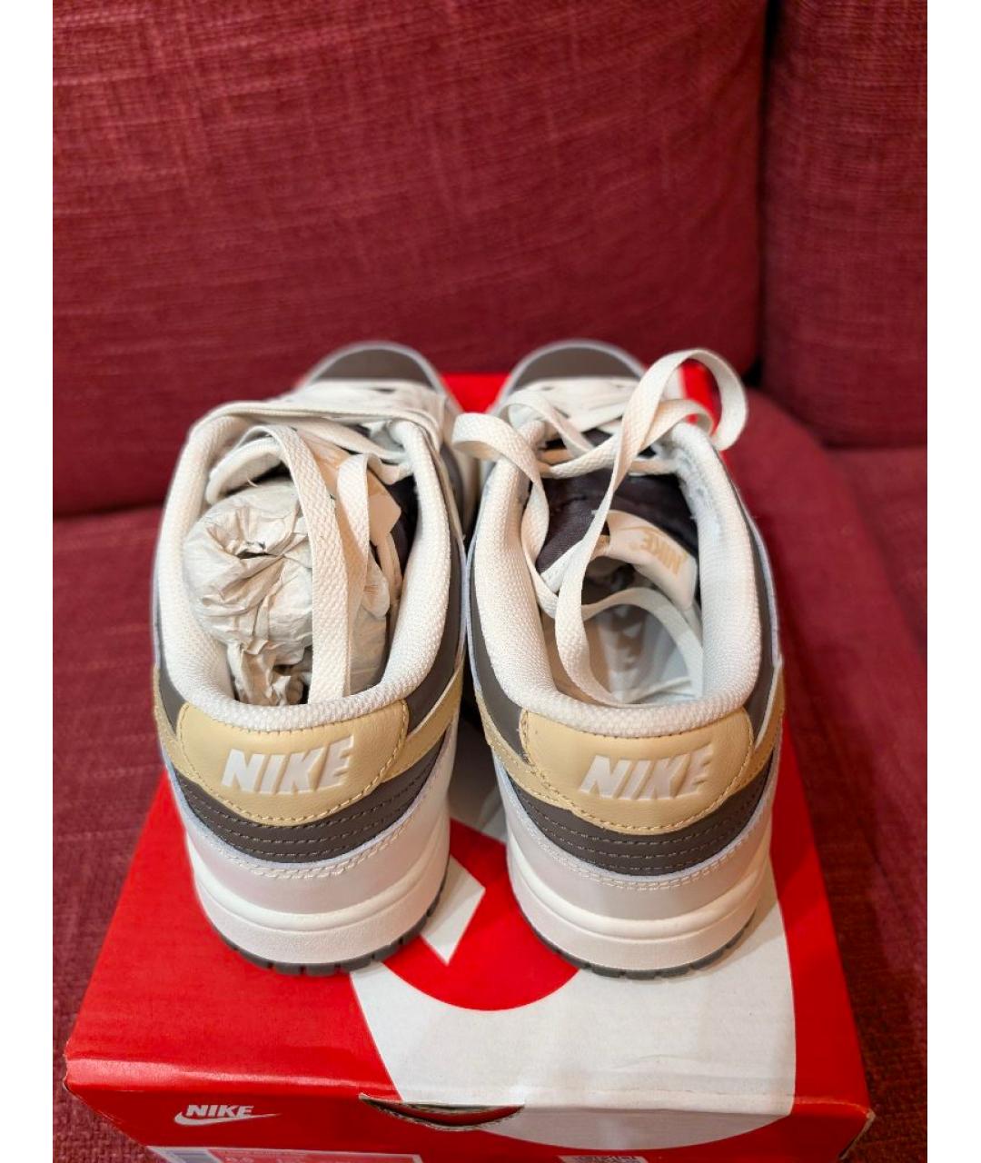 NIKE Бежевые кожаные кроссовки, фото 4