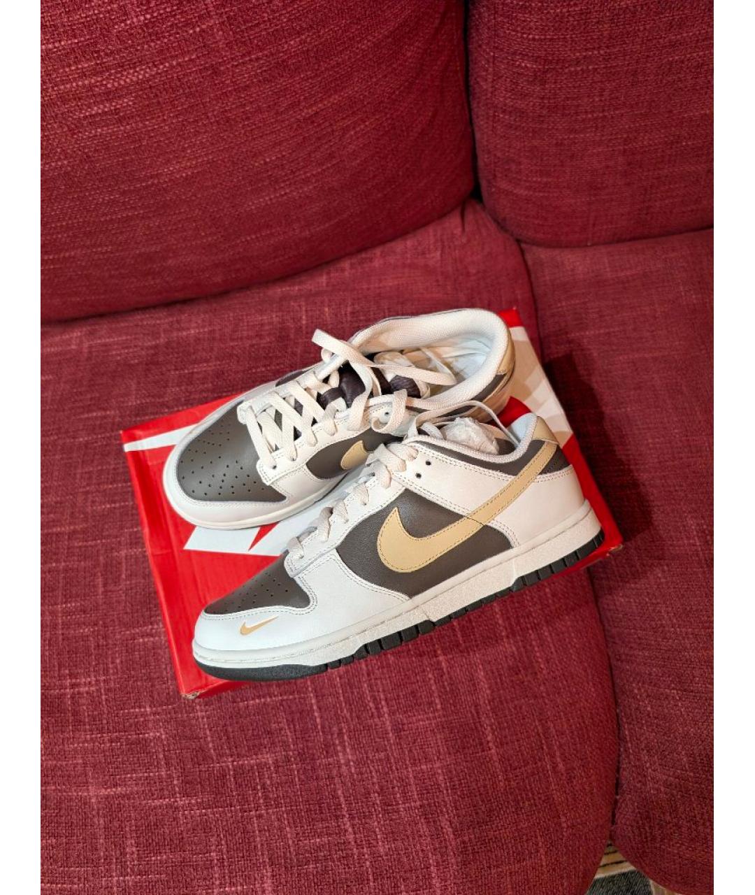 NIKE Бежевые кожаные кроссовки, фото 2