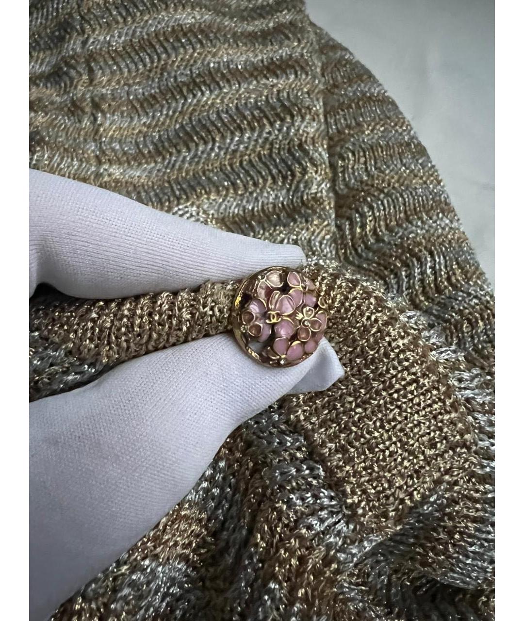 CHANEL Золотое вискозное повседневное платье, фото 3