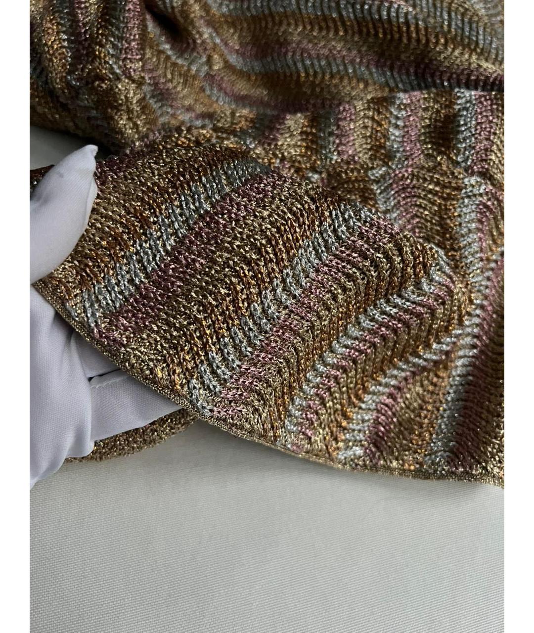 CHANEL Золотое вискозное повседневное платье, фото 5