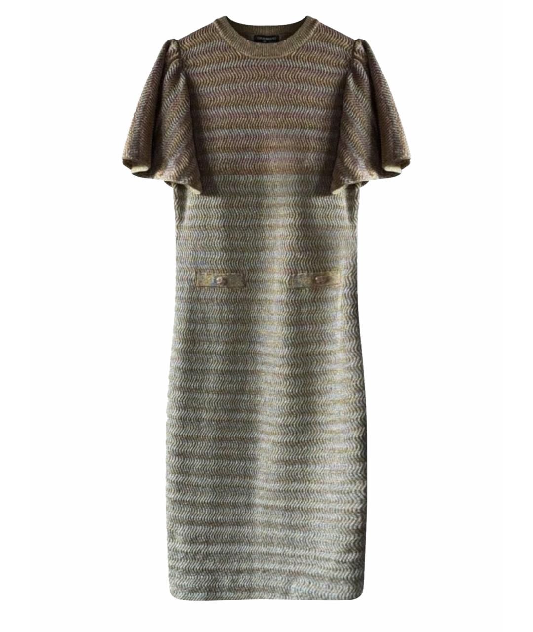 CHANEL Золотое вискозное повседневное платье, фото 1