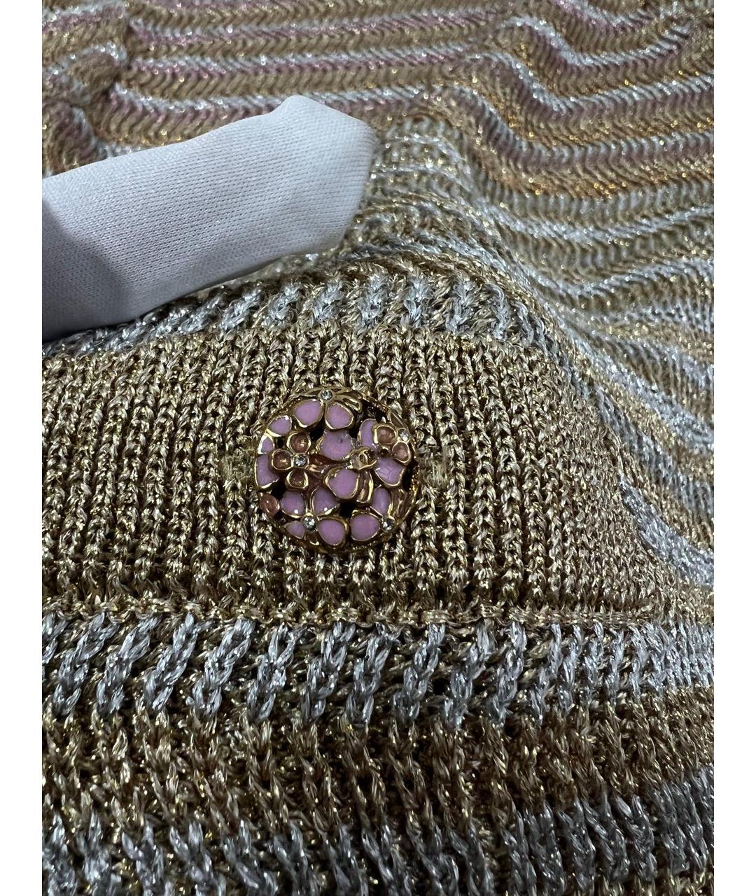 CHANEL Золотое вискозное повседневное платье, фото 4