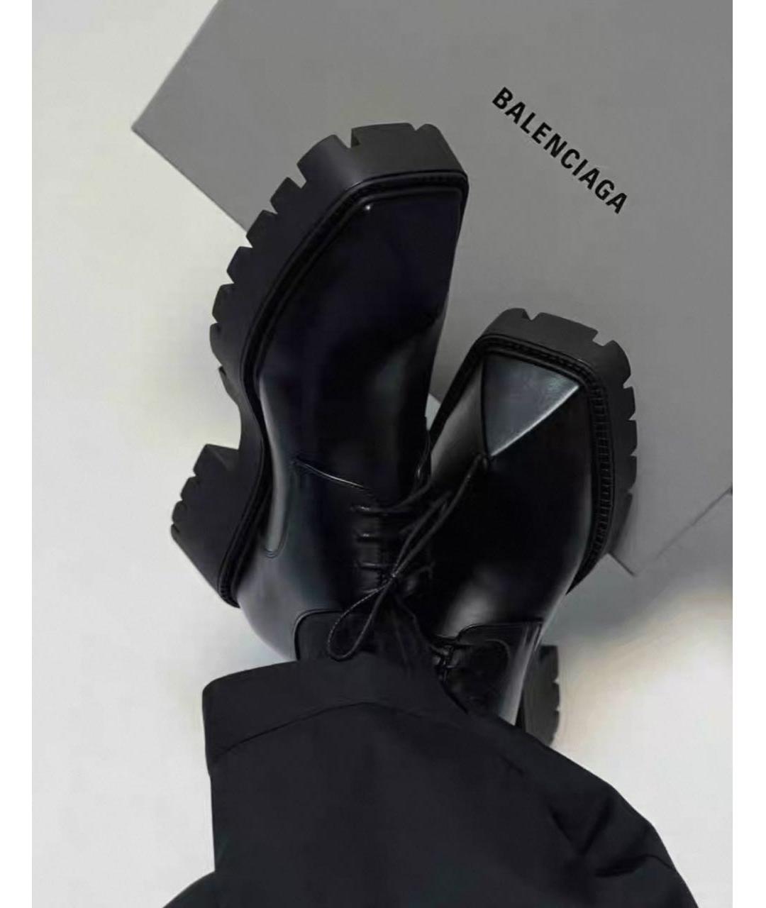 BALENCIAGA Черные кожаные низкие ботинки, фото 6