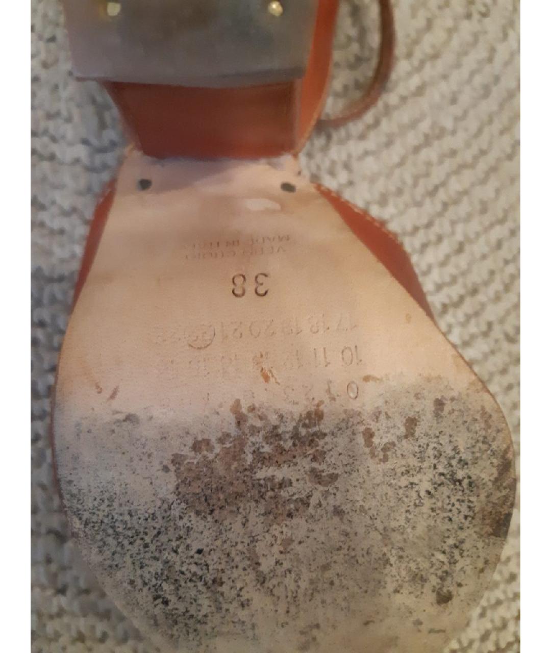 MAISON MARGIELA Коричневые кожаные босоножки, фото 5