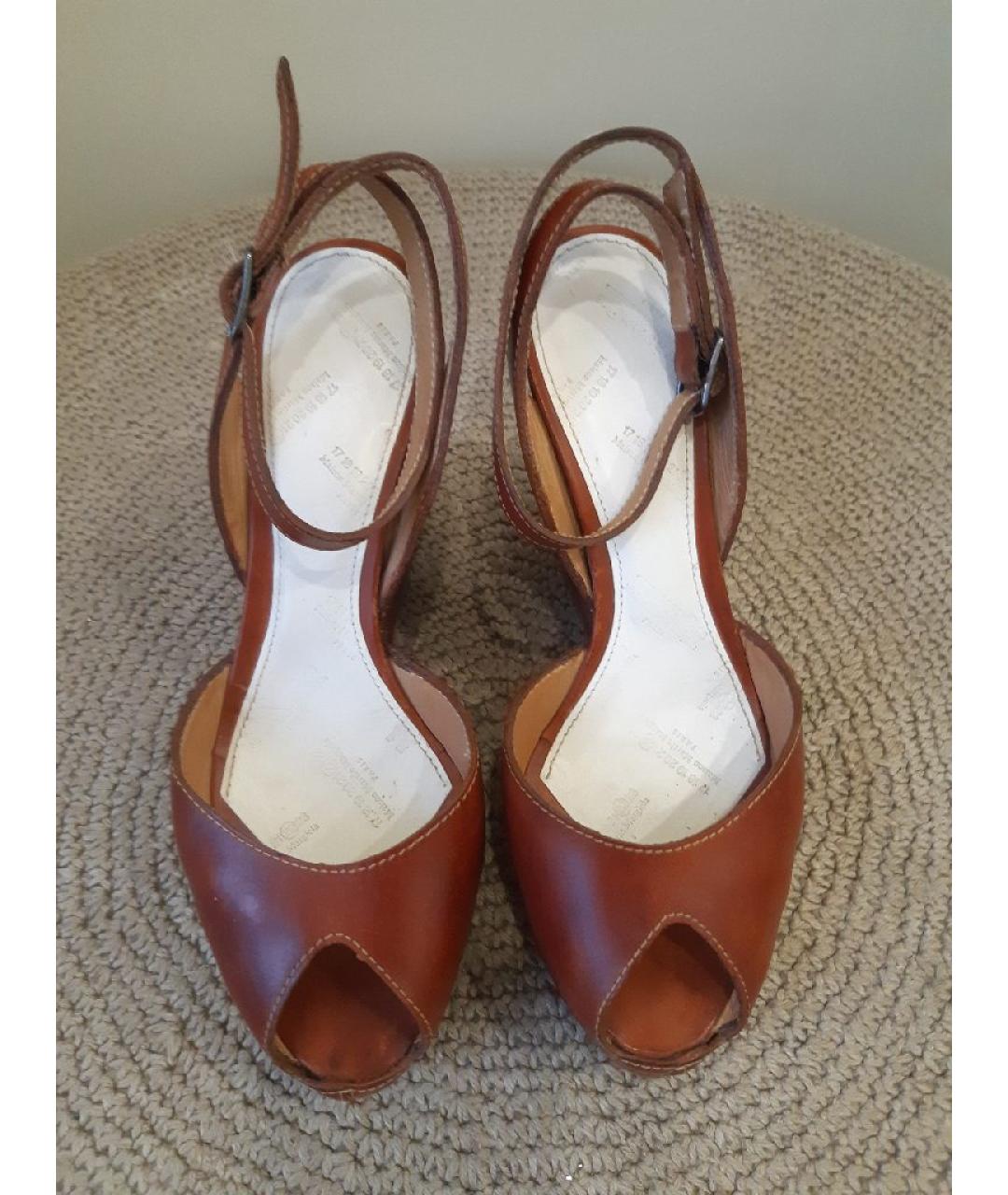 MAISON MARGIELA Коричневые кожаные босоножки, фото 2