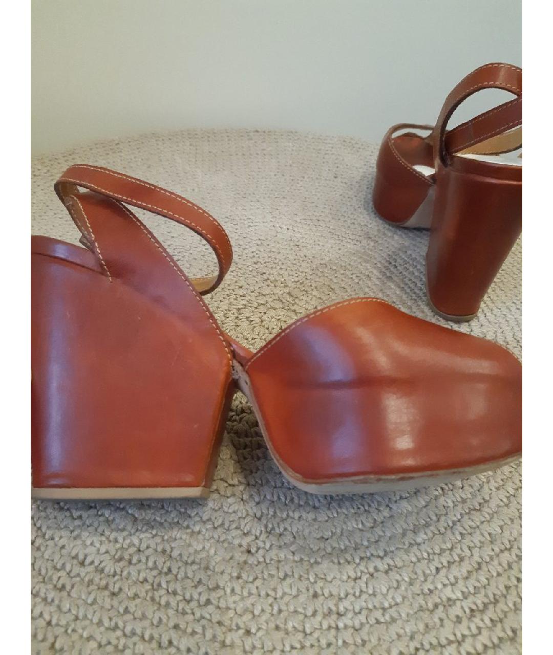 MAISON MARGIELA Коричневые кожаные босоножки, фото 6