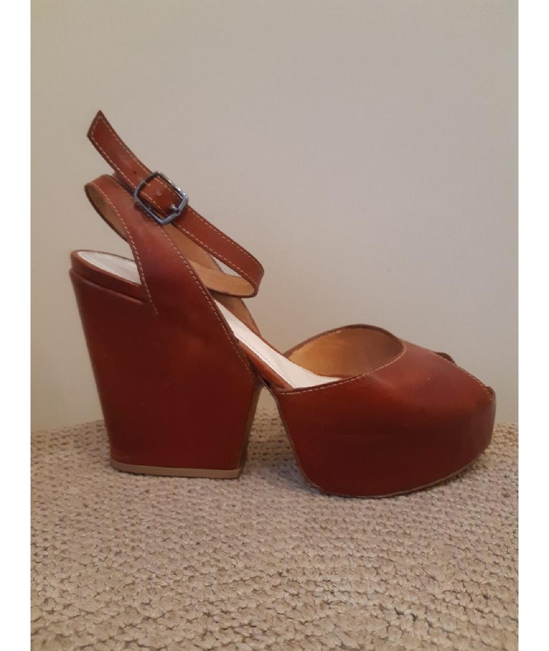 MAISON MARGIELA Коричневые кожаные босоножки, фото 7