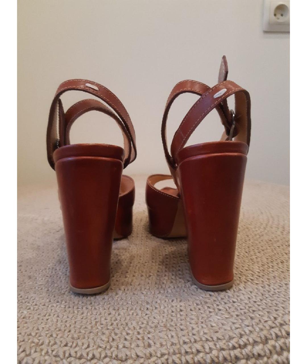 MAISON MARGIELA Коричневые кожаные босоножки, фото 3