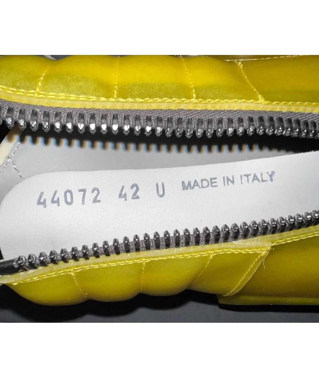 RICK OWENS Желтые кожаные высокие кроссовки / кеды, фото 5