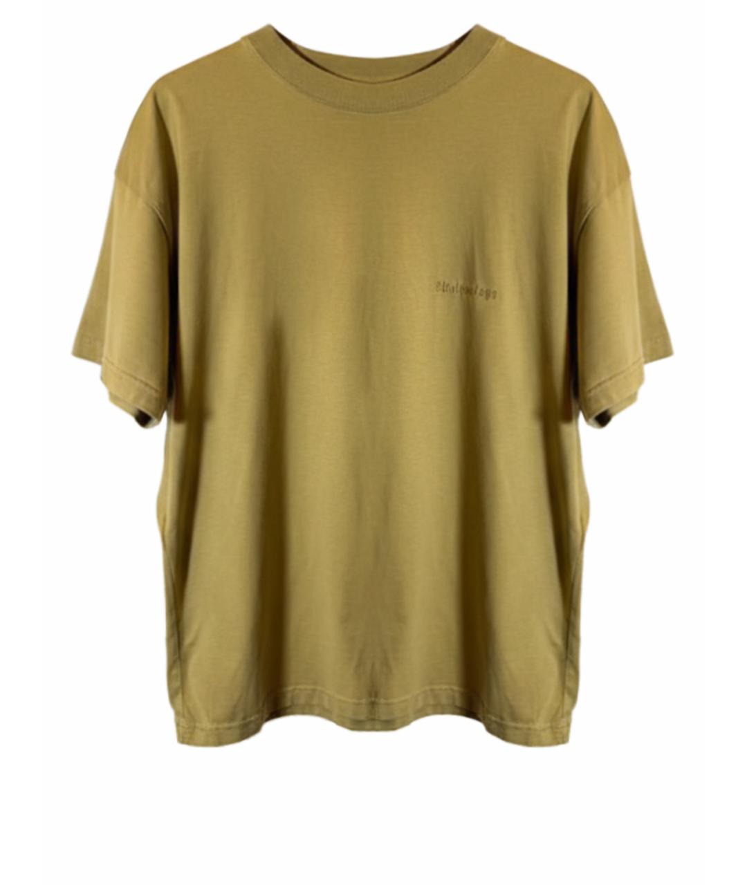 BALENCIAGA Горчичная хлопковая футболка, фото 1