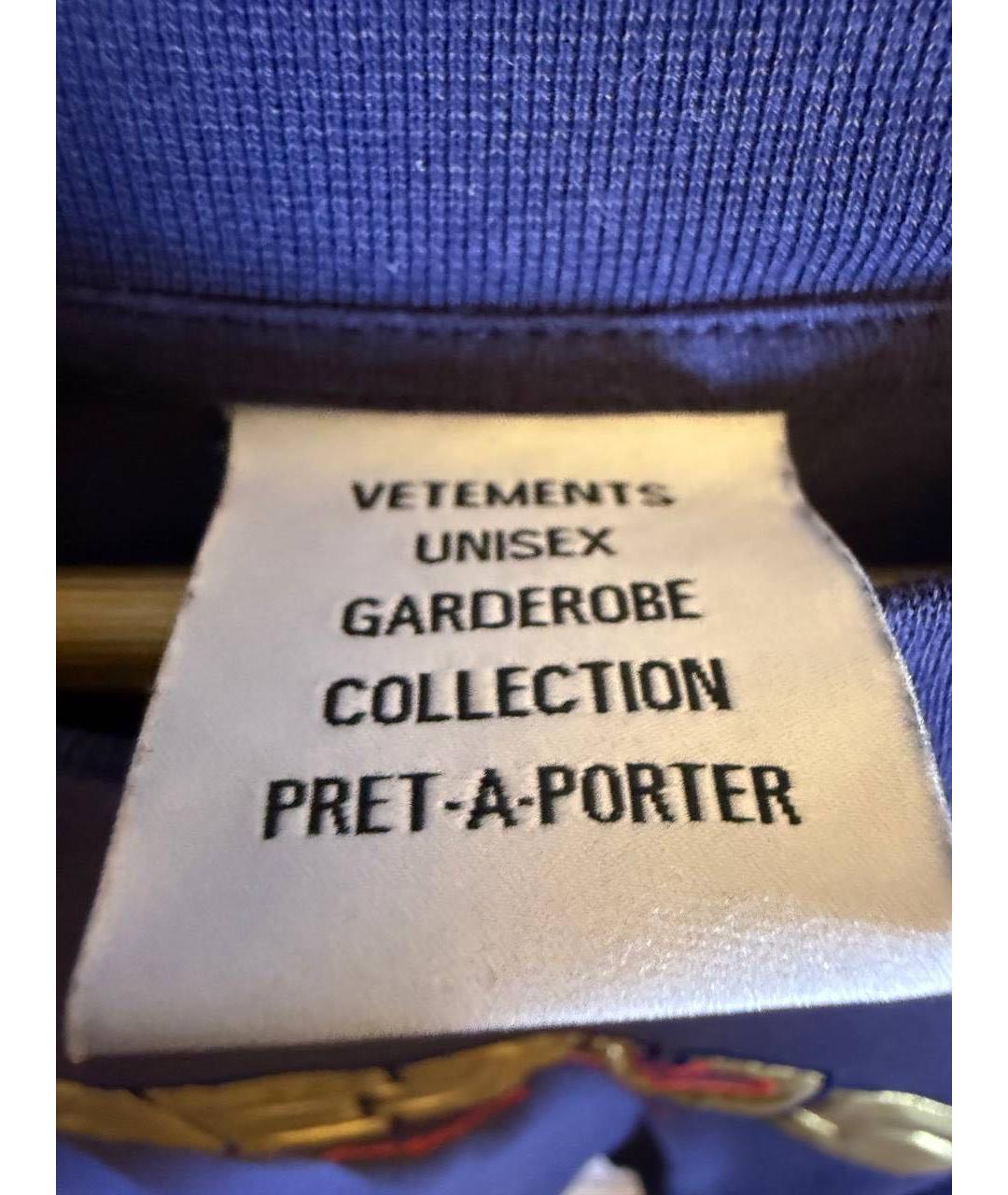 VETEMENTS Темно-синяя хлопковая футболка, фото 3