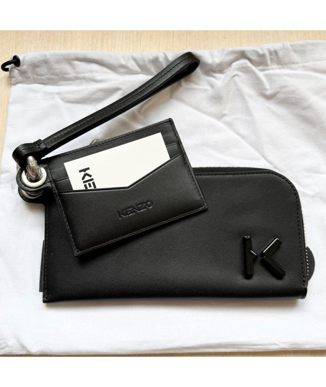 KENZO Черный кожаный кошелек, фото 2