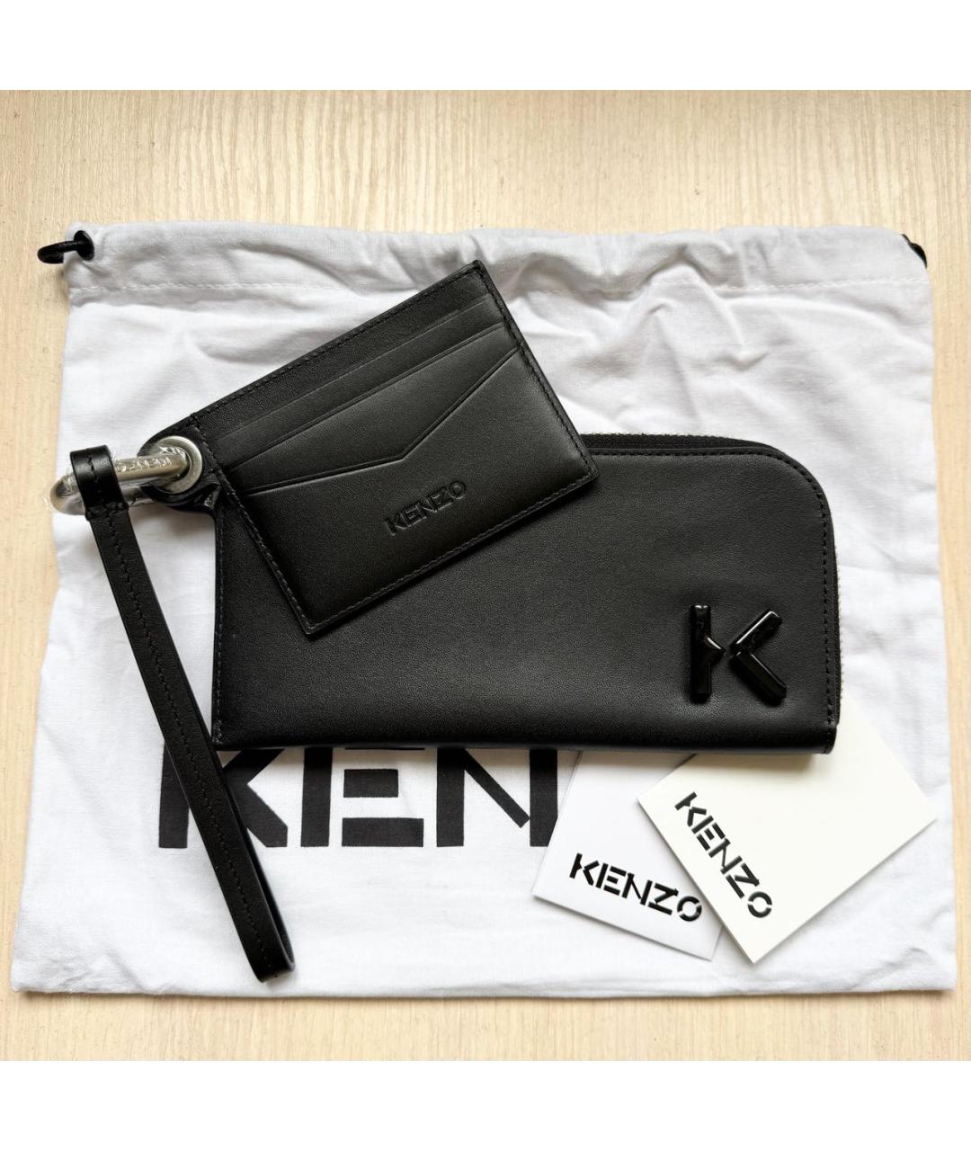 KENZO Черный кожаный кошелек, фото 9