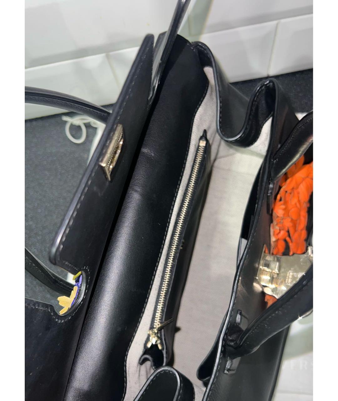 VERSACE Черная кожаная сумка с короткими ручками, фото 4