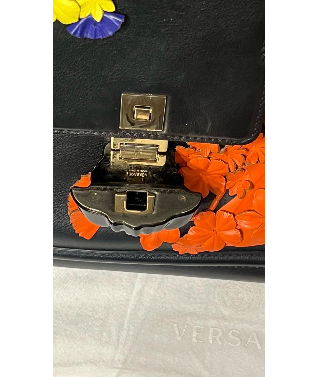 VERSACE Черная кожаная сумка с короткими ручками, фото 7