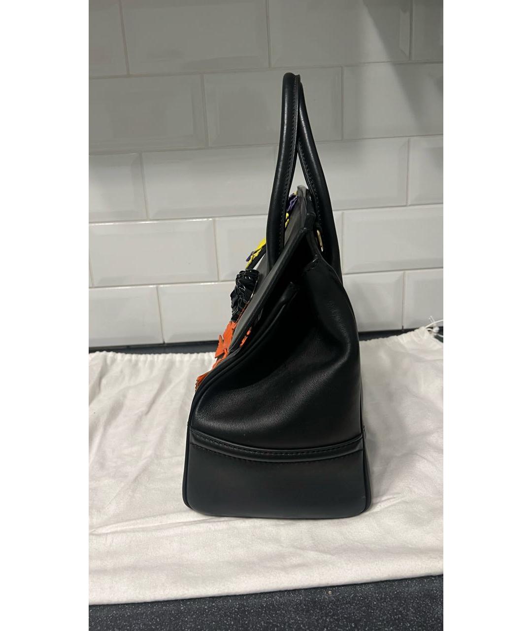 VERSACE Черная кожаная сумка с короткими ручками, фото 5