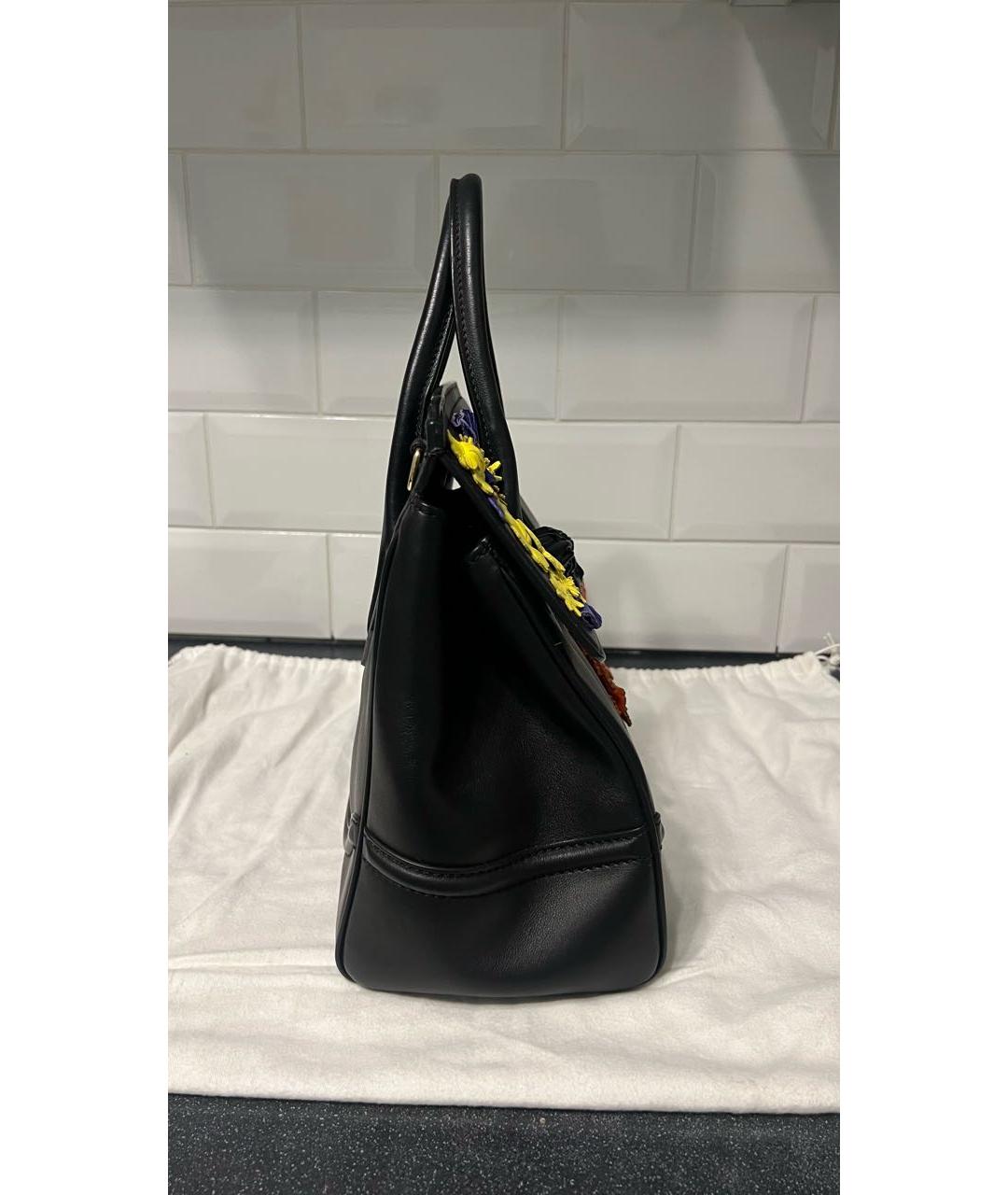 VERSACE Черная кожаная сумка с короткими ручками, фото 6