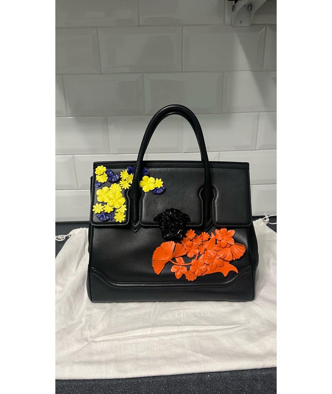 VERSACE Черная кожаная сумка с короткими ручками, фото 9