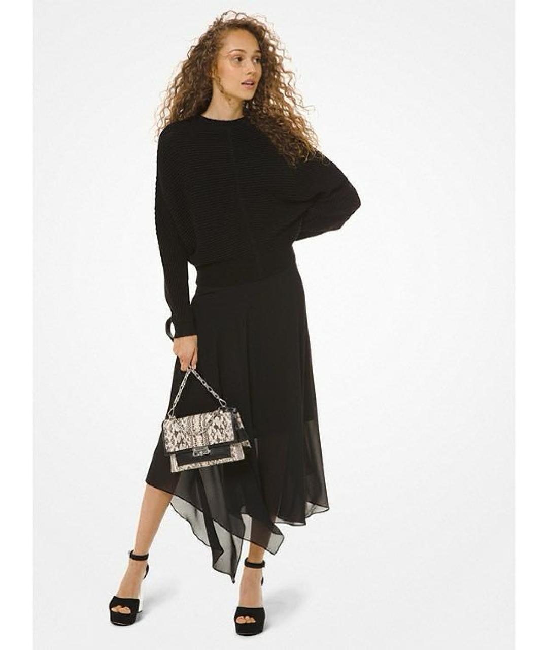 MICHAEL KORS Черная полиэстеровая юбка макси, фото 3