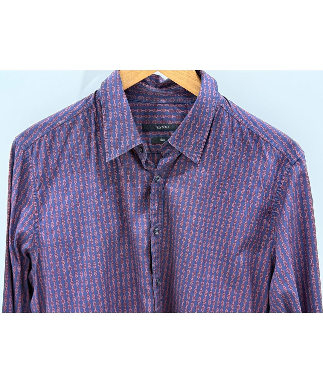 GUCCI Темно-синяя хлопковая классическая рубашка, фото 2