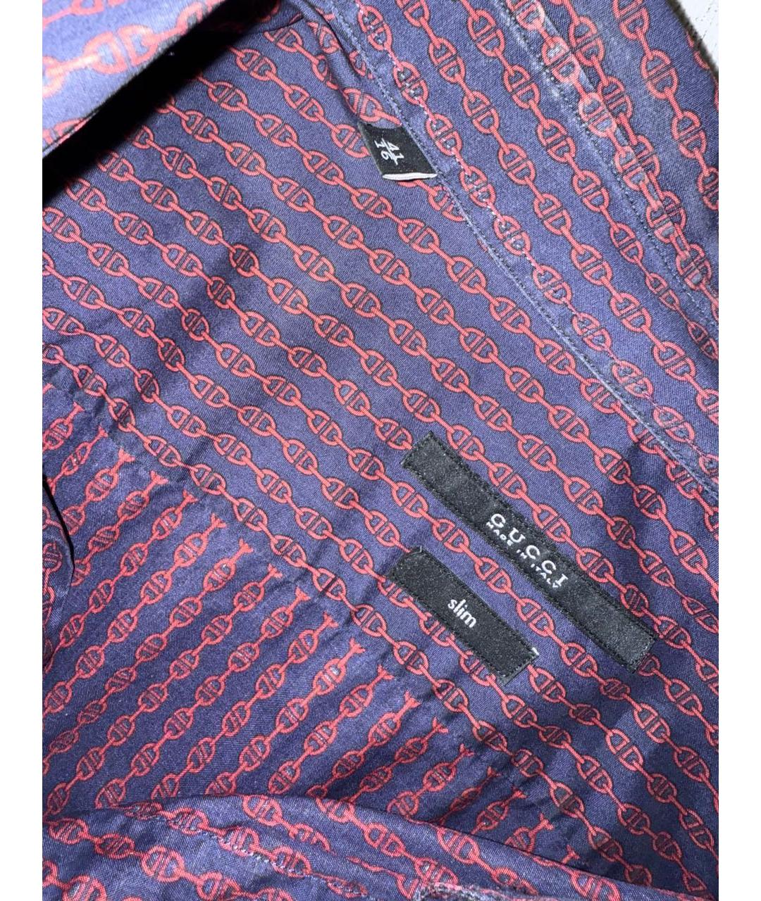GUCCI Темно-синяя хлопковая классическая рубашка, фото 4