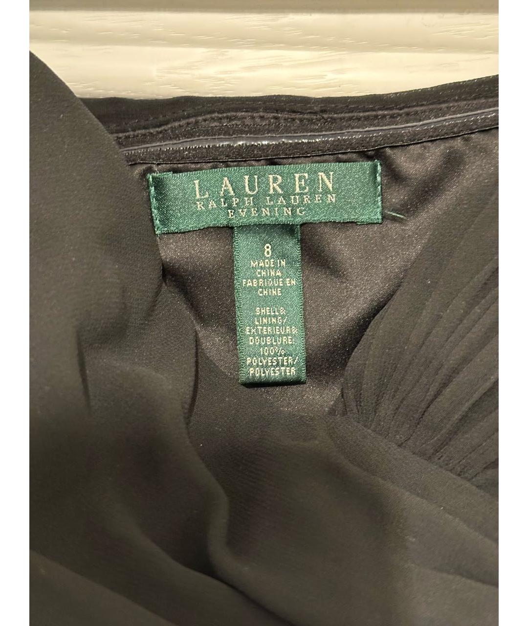 RALPH LAUREN Черное полиэстеровое вечернее платье, фото 4