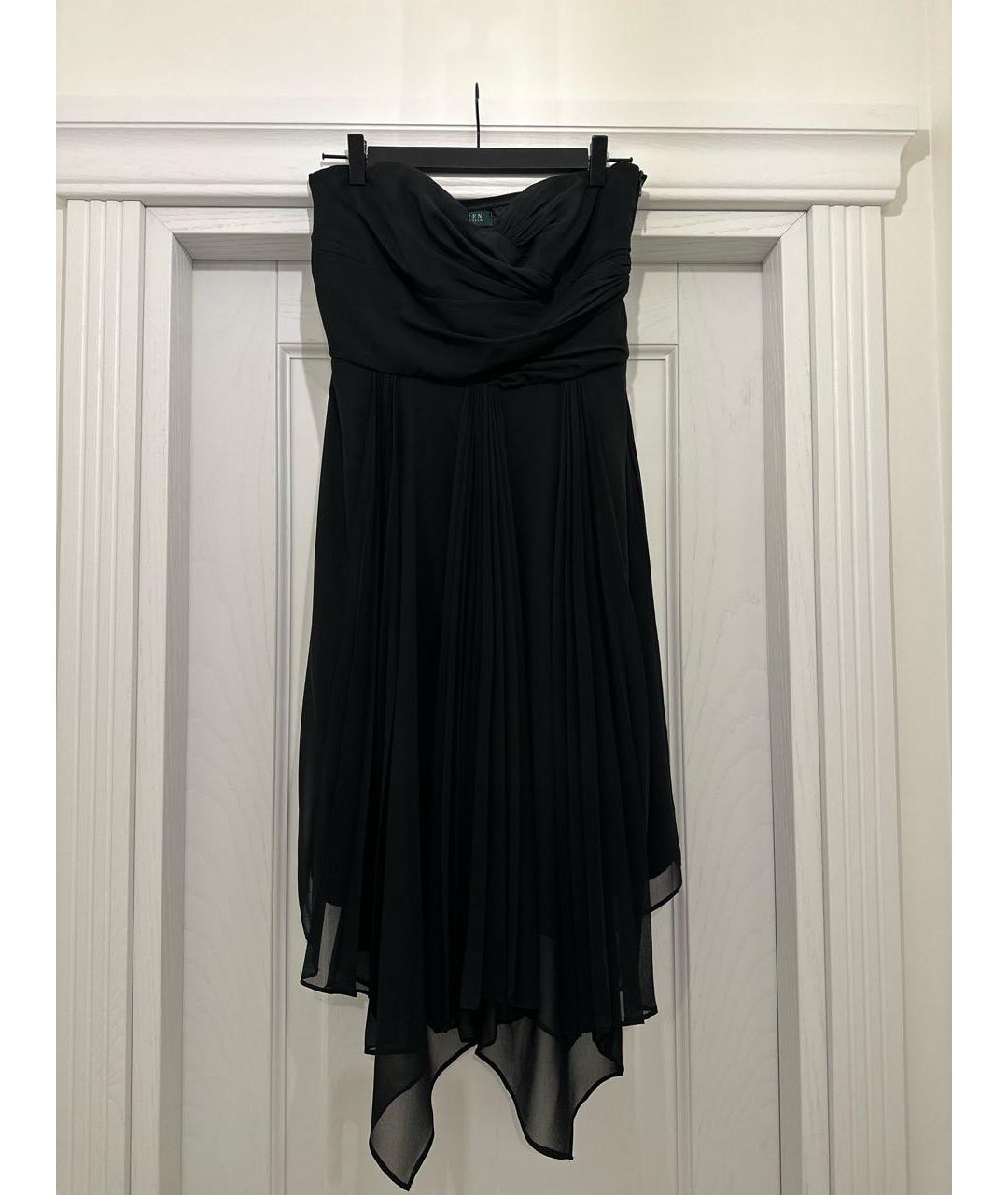 RALPH LAUREN Черное полиэстеровое вечернее платье, фото 6