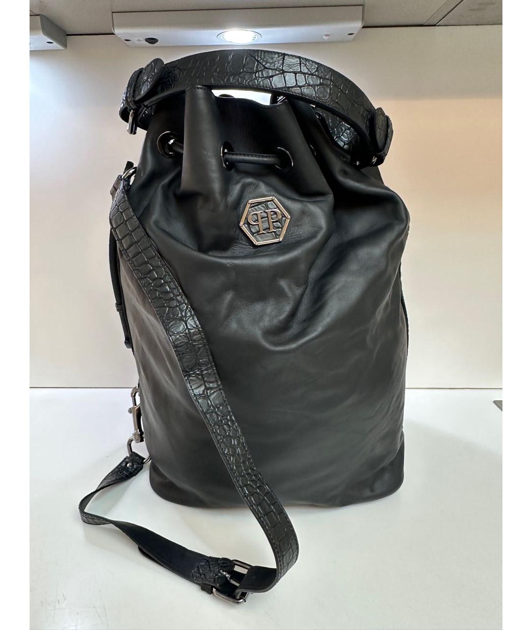 PHILIPP PLEIN Черный кожаный рюкзак, фото 3