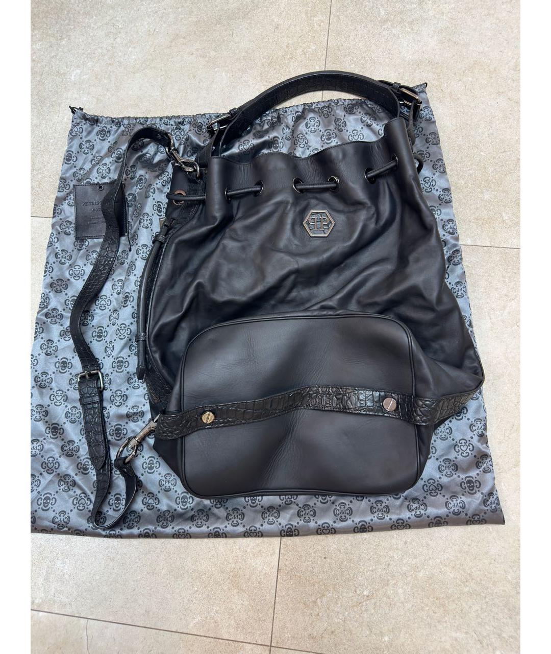 PHILIPP PLEIN Черный кожаный рюкзак, фото 5