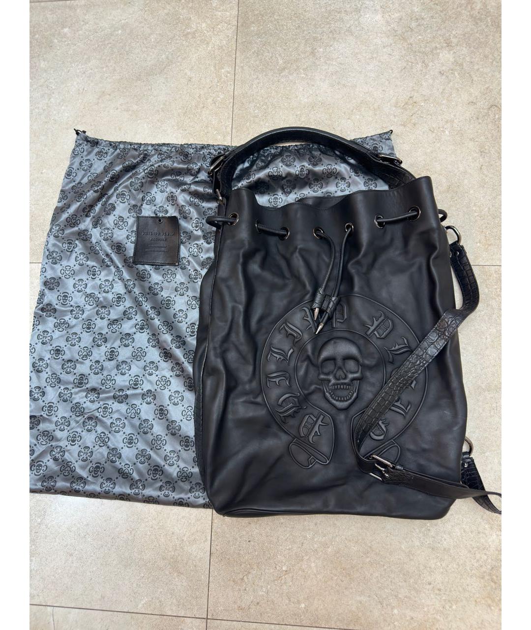 PHILIPP PLEIN Черный кожаный рюкзак, фото 8