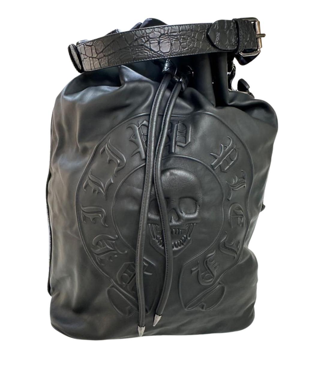 PHILIPP PLEIN Черный кожаный рюкзак, фото 1