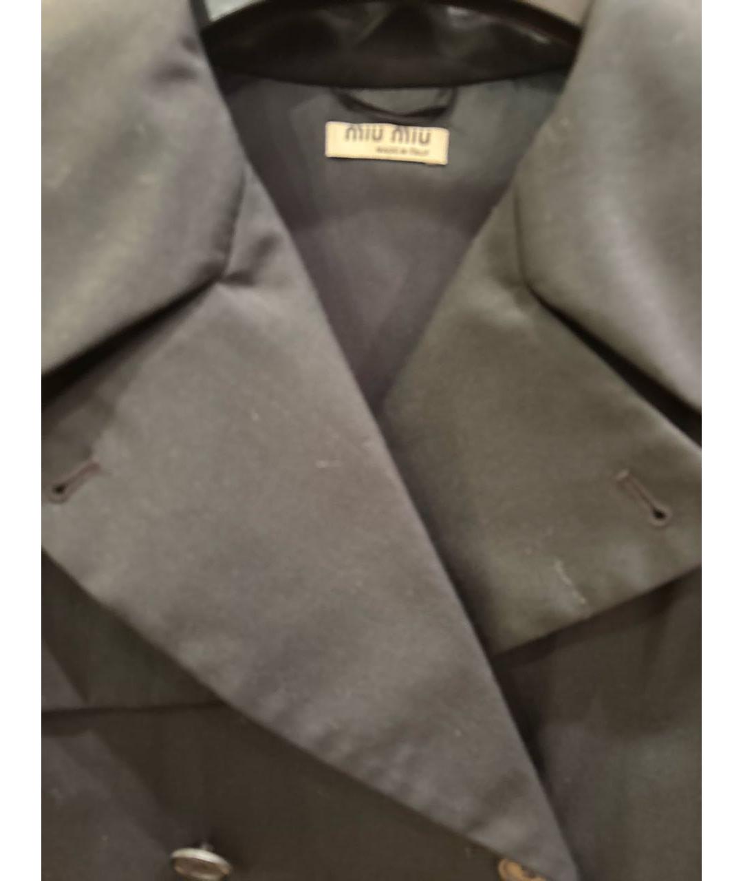 MIU MIU Черный шерстяной тренч/плащ, фото 3