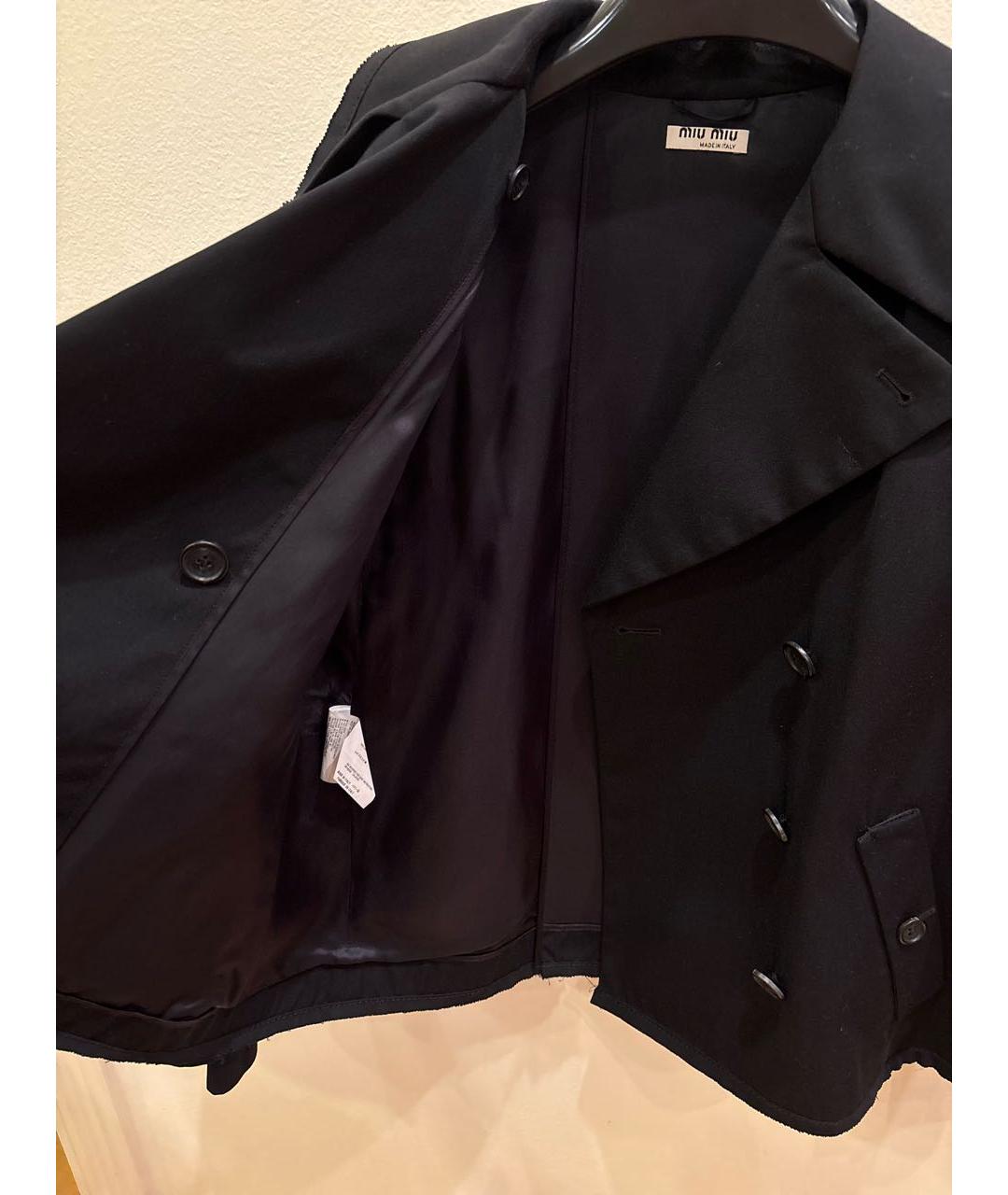 MIU MIU Черный шерстяной тренч/плащ, фото 4