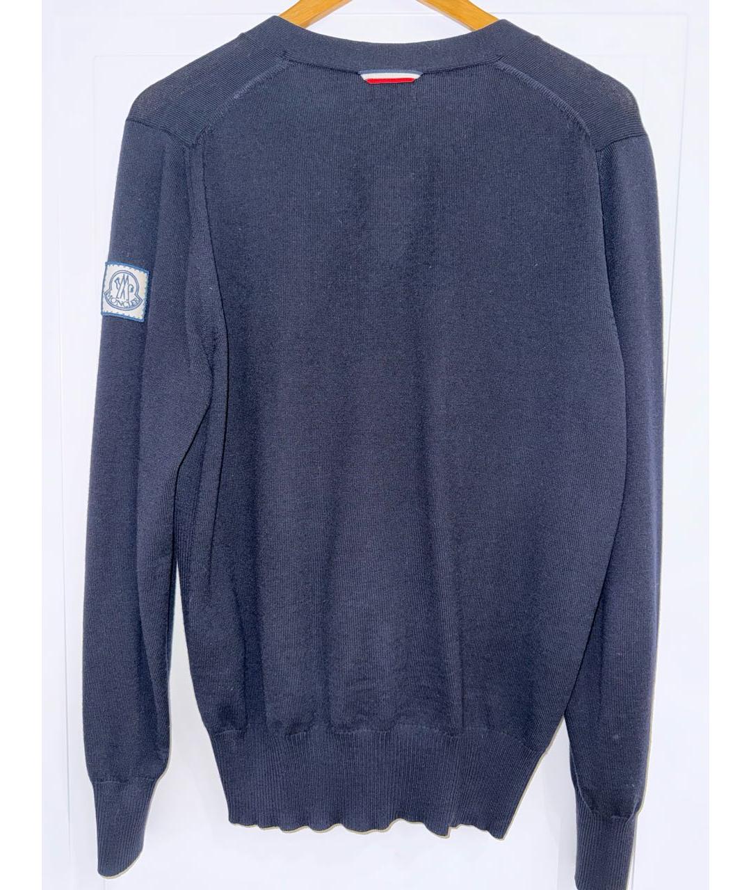 MONCLER Темно-синий шерстяной кардиган, фото 2