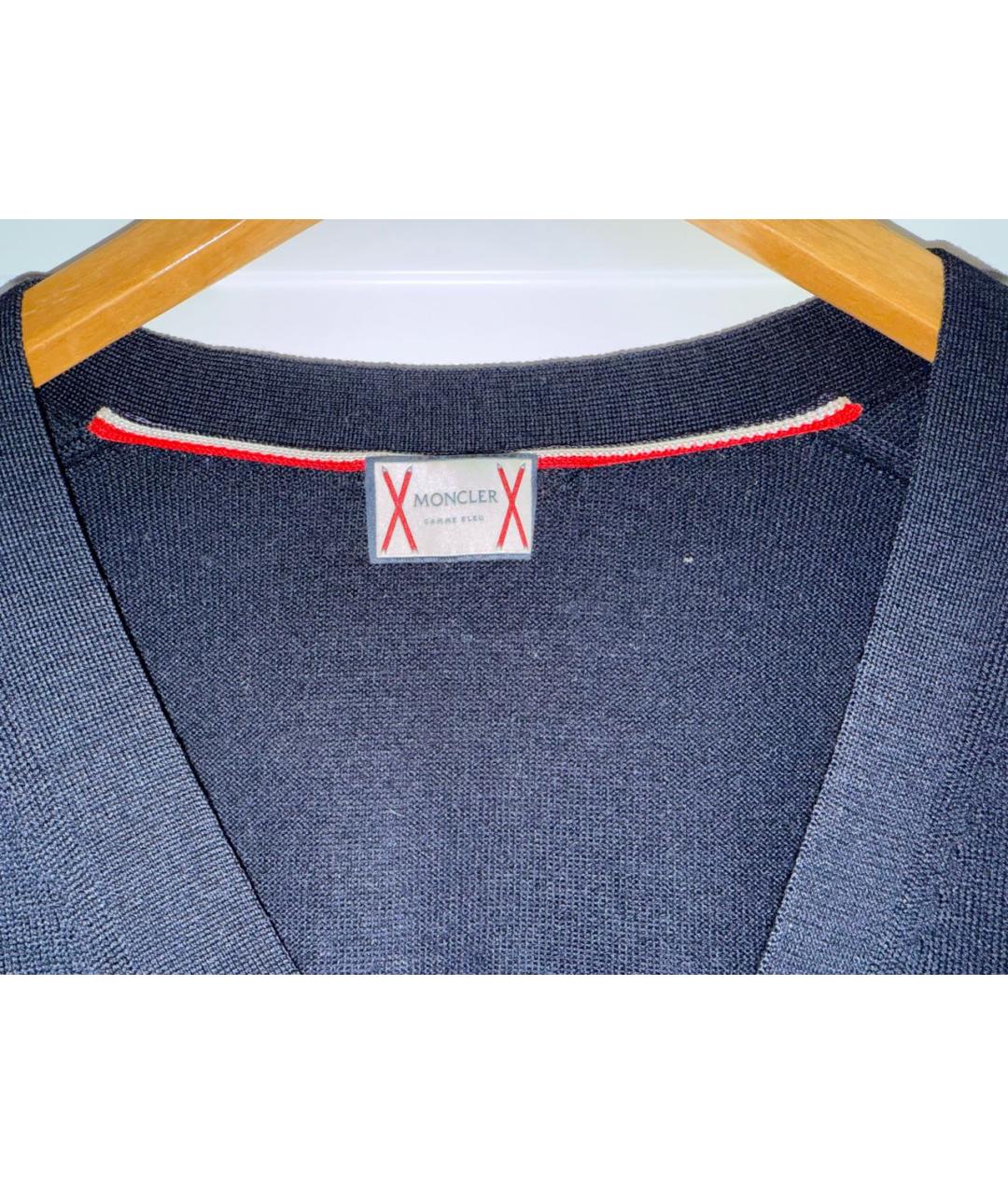 MONCLER Темно-синий шерстяной кардиган, фото 3
