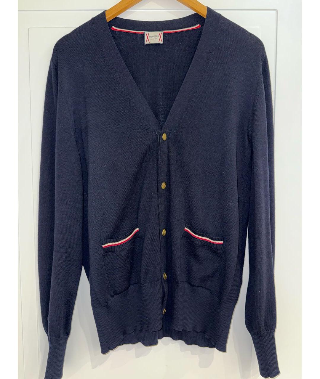 MONCLER Темно-синий шерстяной кардиган, фото 8