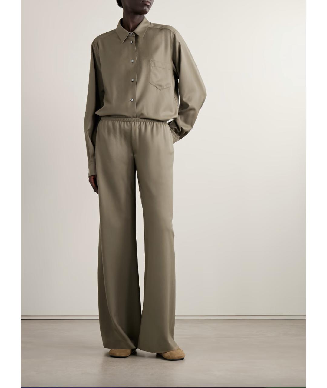 THE ROW Хаки шерстяной костюм с брюками, фото 5