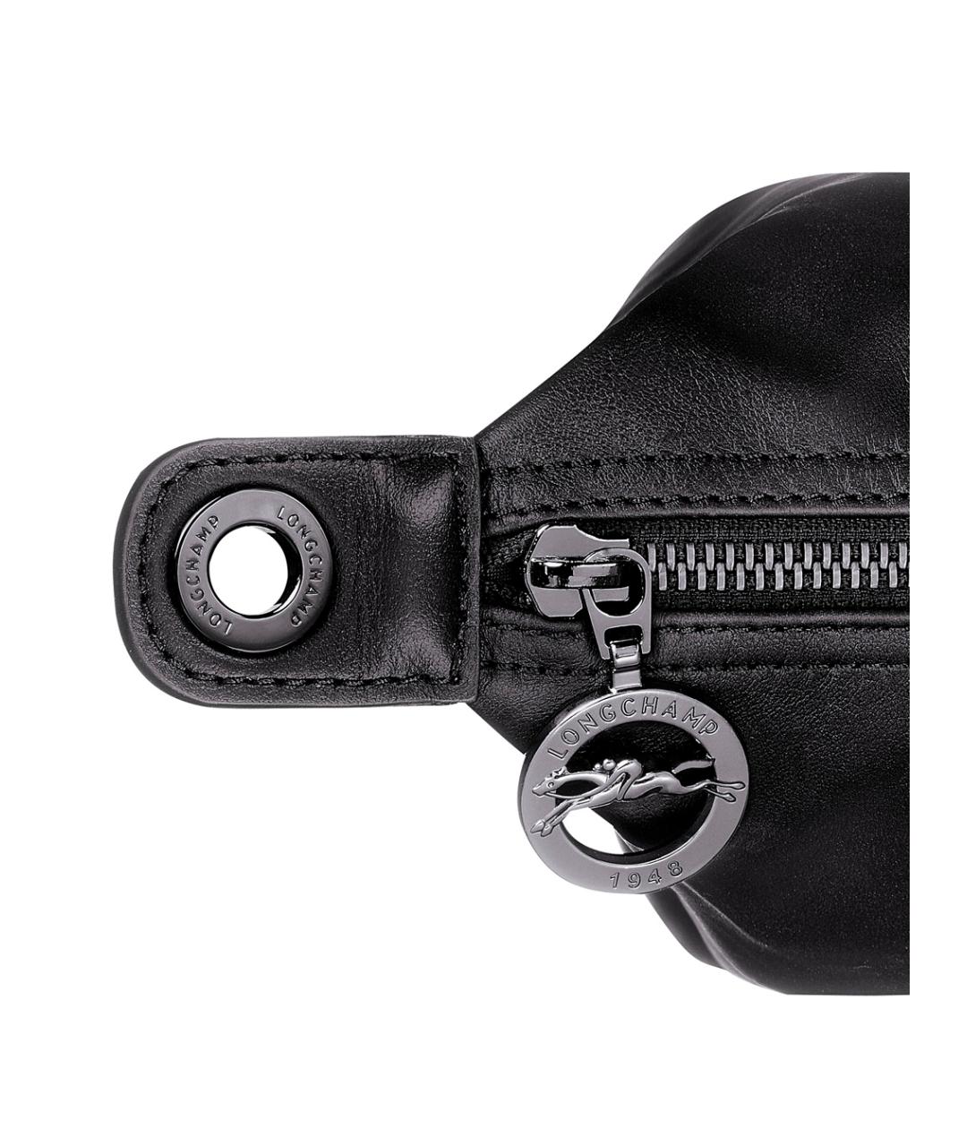 LONGCHAMP Черная кожаная сумка через плечо, фото 2