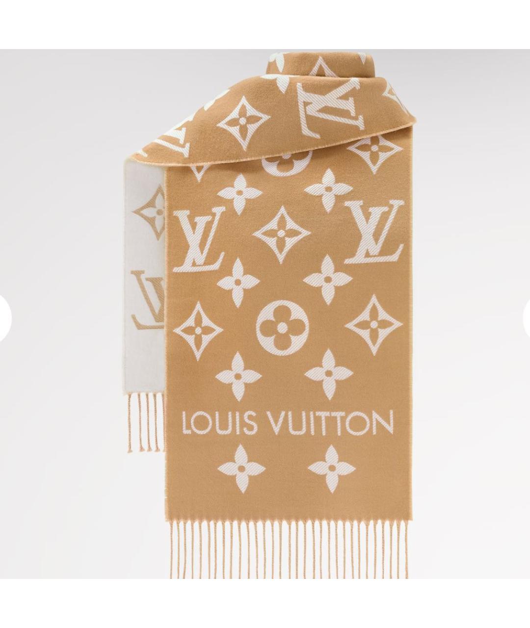 LOUIS VUITTON Бежевый шерстяной шарф, фото 3