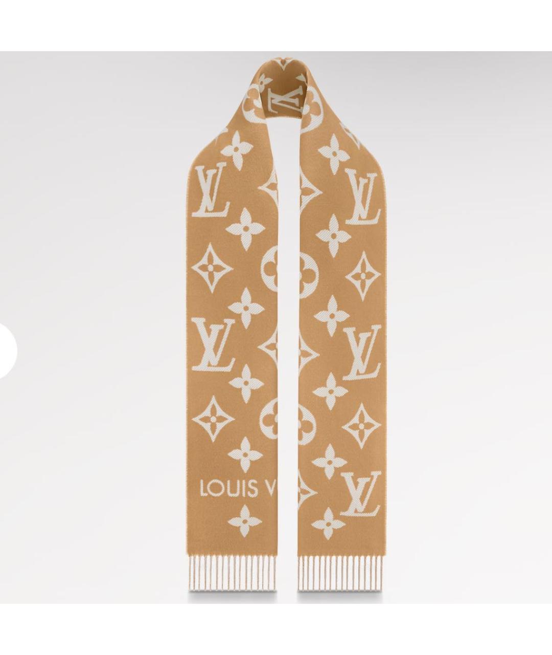 LOUIS VUITTON Бежевый шерстяной шарф, фото 2