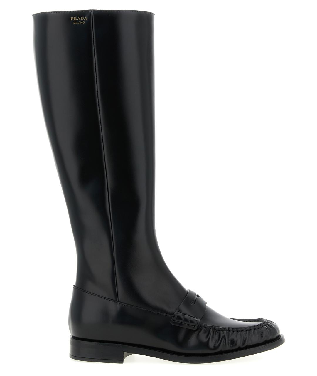 PRADA Черные кожаные сапоги, фото 1