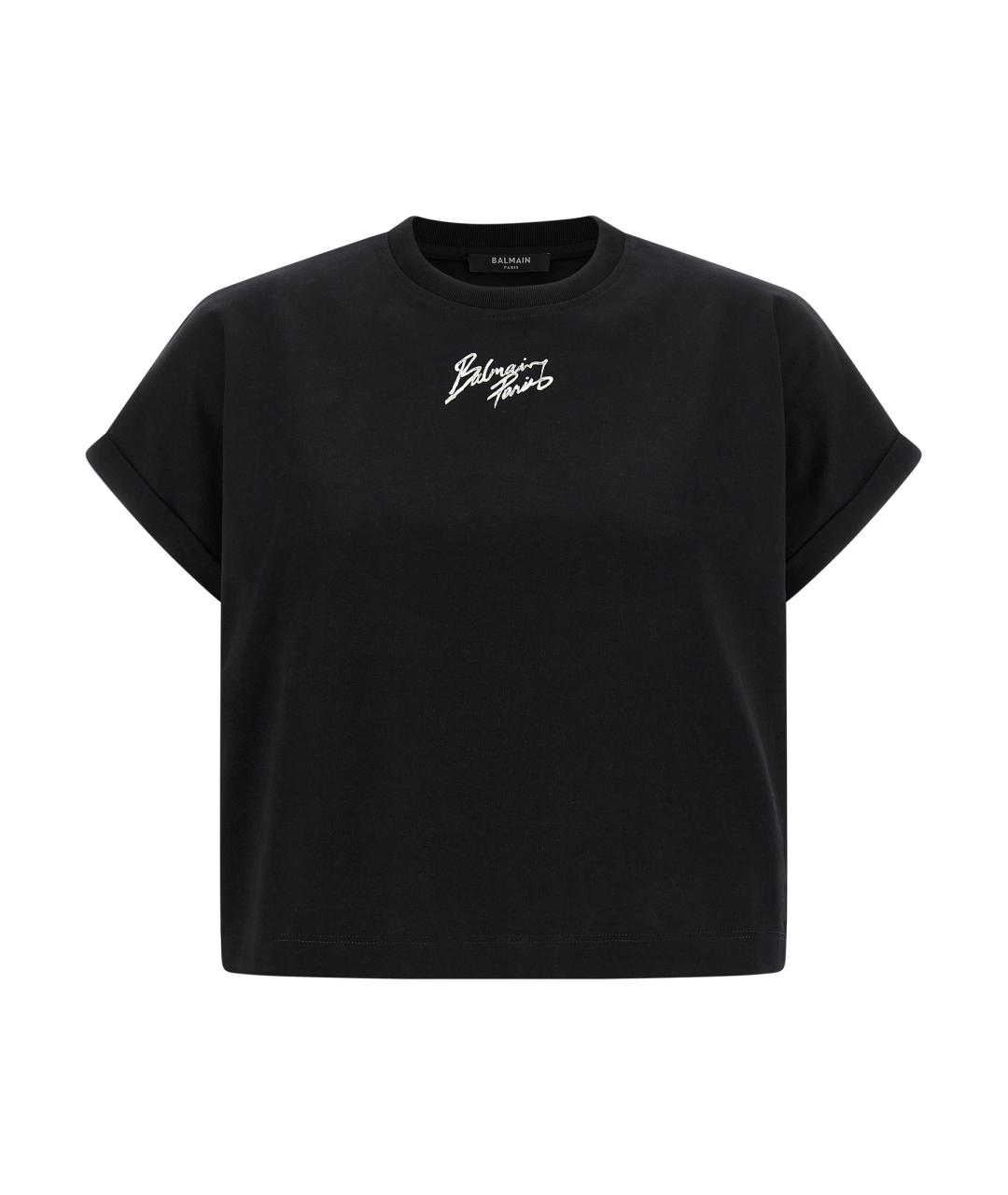 BALMAIN Черная хлопковая футболка, фото 1
