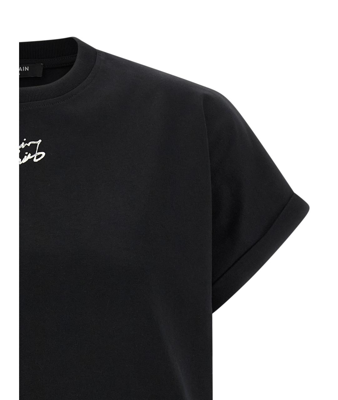 BALMAIN Черная хлопковая футболка, фото 3