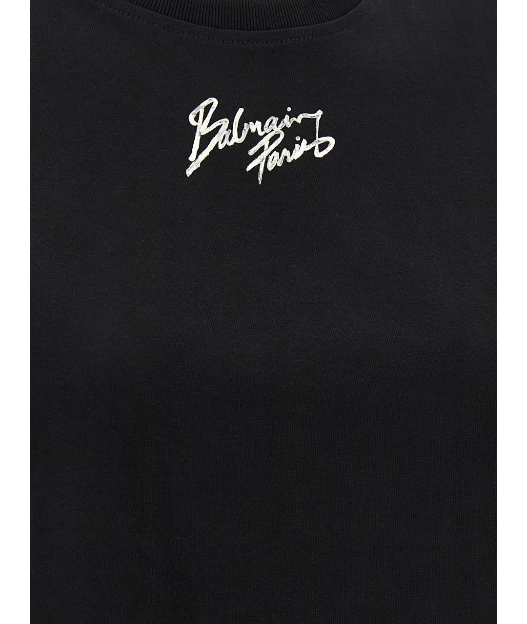 BALMAIN Черная хлопковая футболка, фото 4