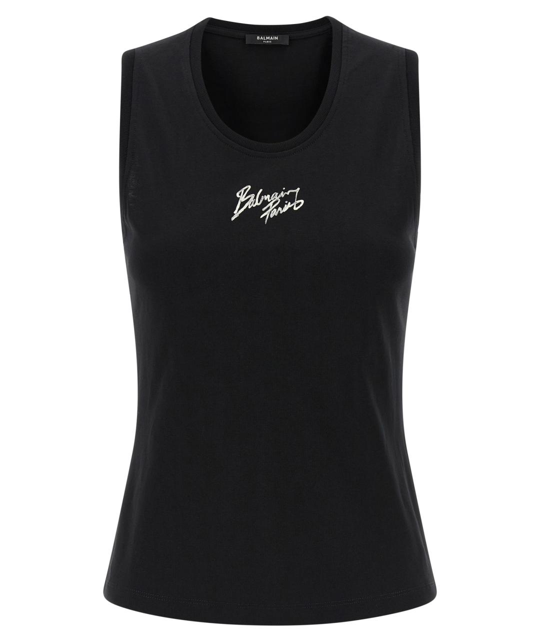 BALMAIN Черная хлопковая майка, фото 1
