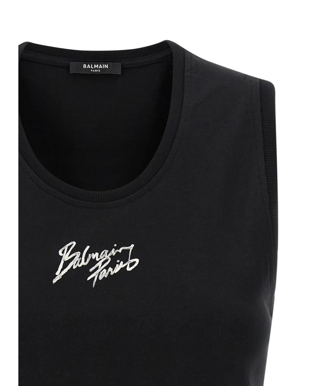 BALMAIN Черная хлопковая майка, фото 3