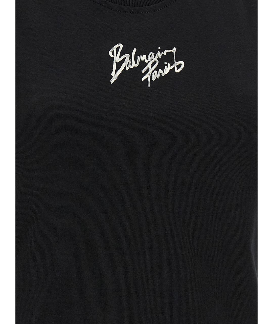 BALMAIN Черная хлопковая майка, фото 4