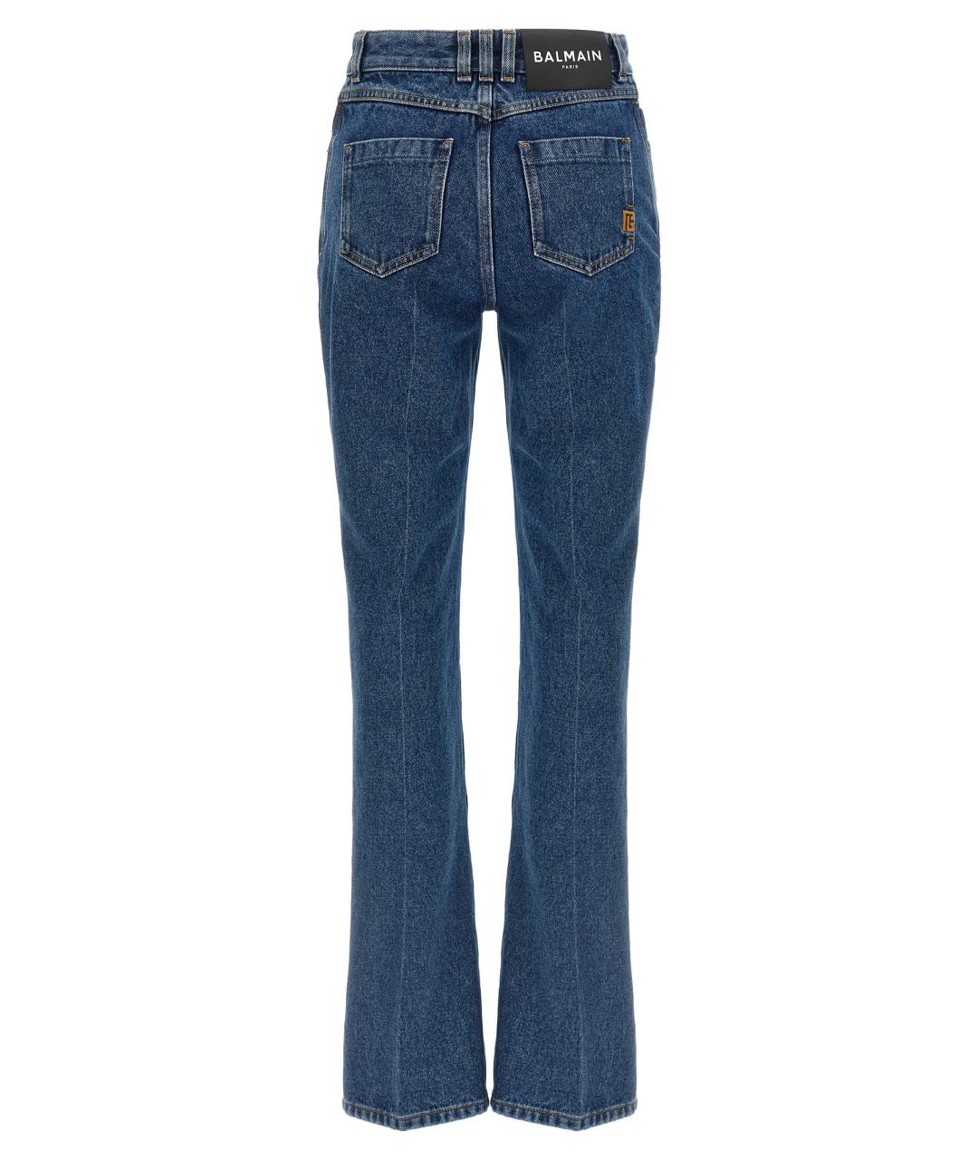 BALMAIN Синие хлопковые джинсы клеш, фото 2