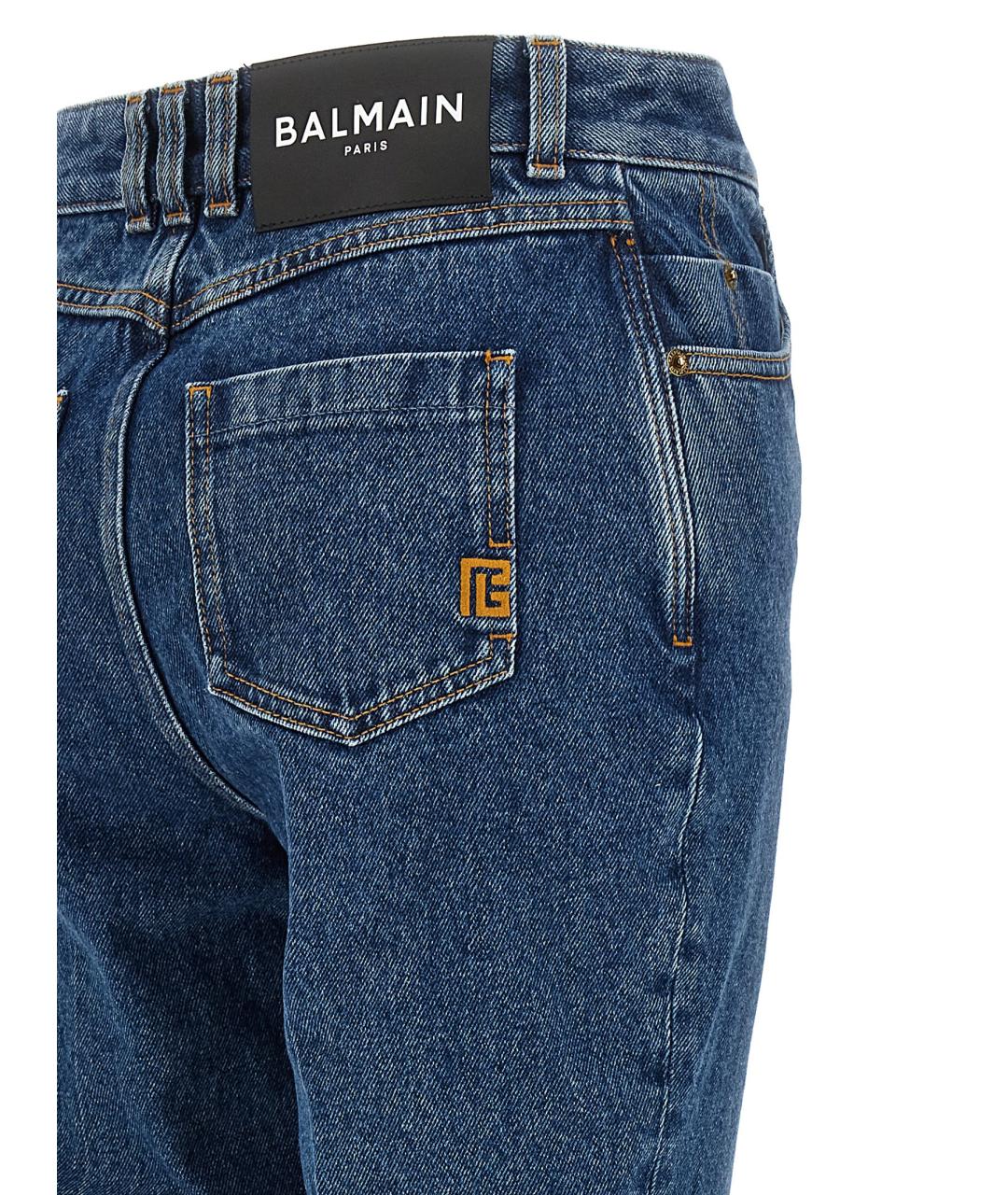 BALMAIN Синие хлопковые джинсы клеш, фото 4